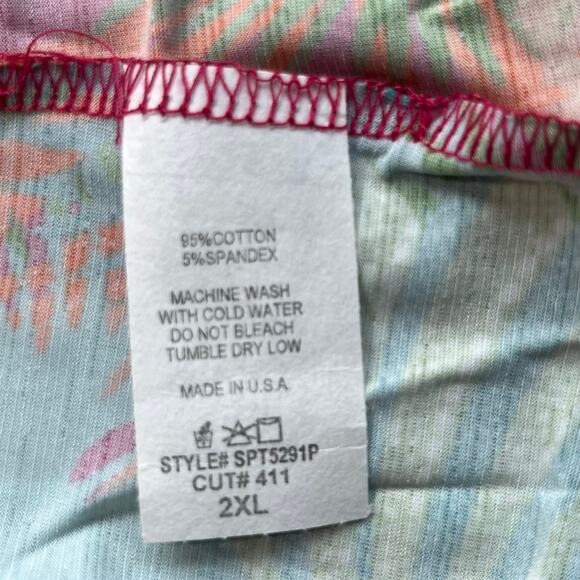 Green Multicolor Tropical Print Tie Front Flutter Sleeve Cropped Top Plus 2X NWT - Picture 10 of 13